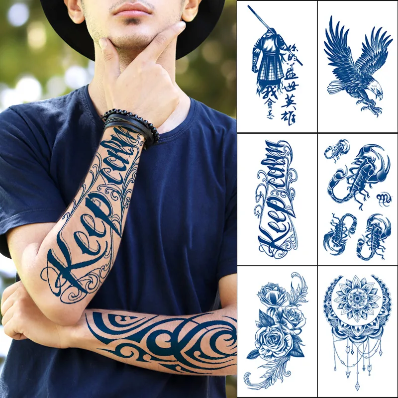 2022 new juice herbal tattoo stickers semi-permanent lasting waterproof non-reflective monkey scorpion tattoo