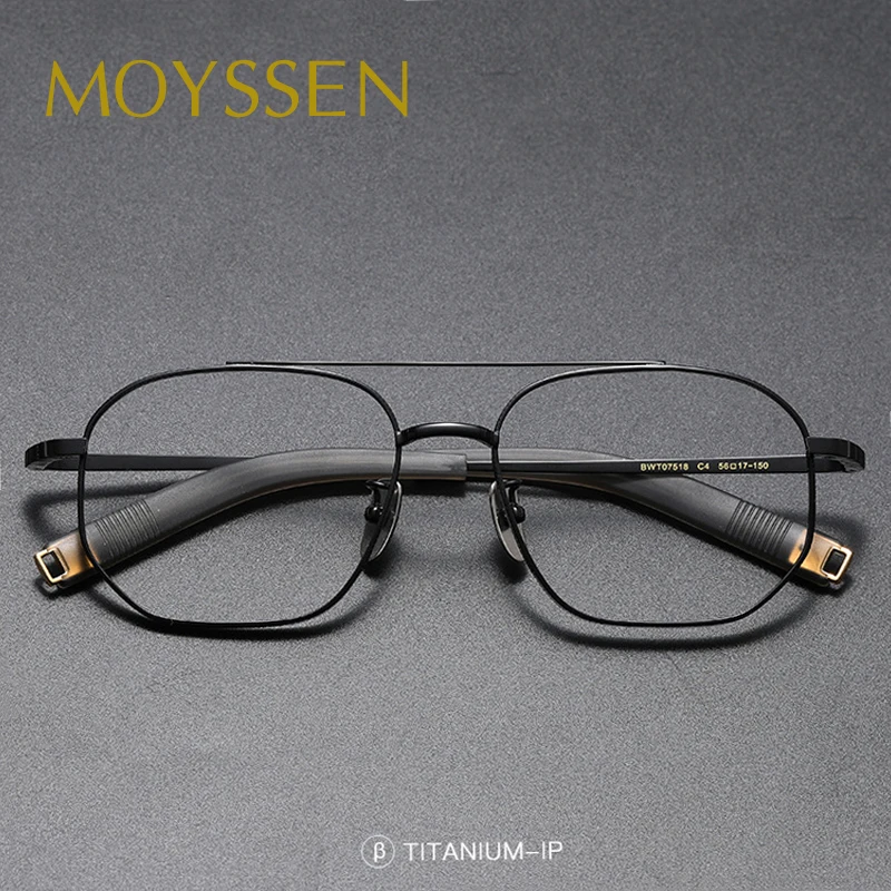

2022 Men's Brand Design Double Beam Titanium Glasses Pilot Style Women Oversized Frame Myopia Eyeglasses for Prescription Lenses