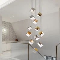 fancy modern creative dimmable ice cube shape pendant light suspension light luminaire chandelier for living room bedroom foyer