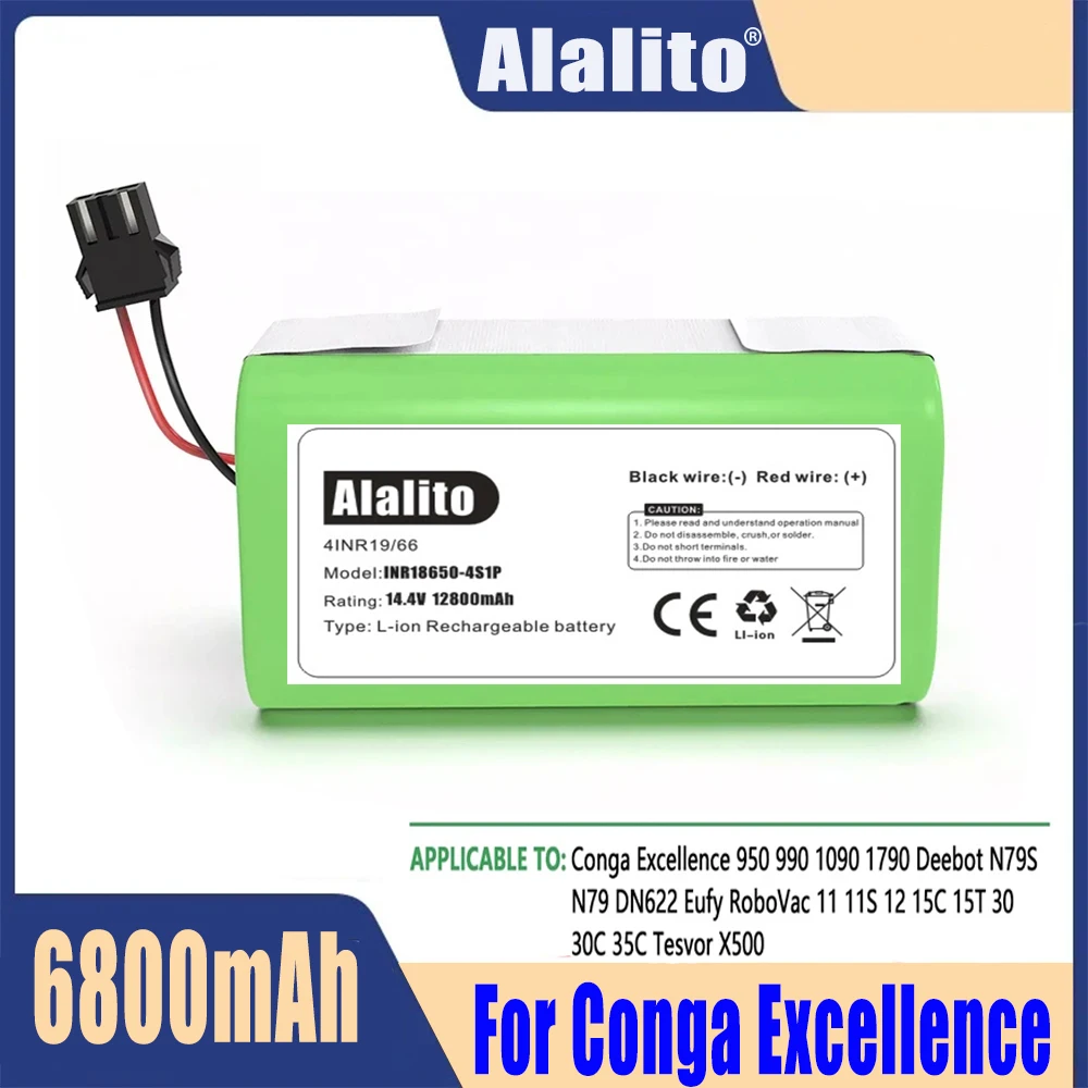Литий-ионный аккумулятор 14 4 В 950 Ач для Cecotec Conga Excellence 990 1090 601/605 Ecovacs Deebot DN621 Eufy RoboVac