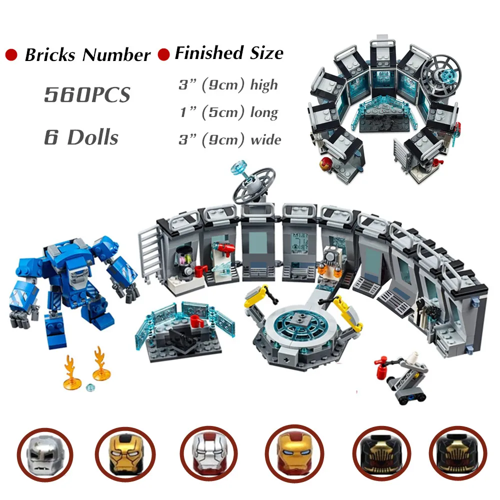 

DISNEY Iron Man Hall of Armour Marvel Ironman Avengers Super Heroes Robot Model Building Blocks Bricks Boy Gift Toy Set Kid Gift