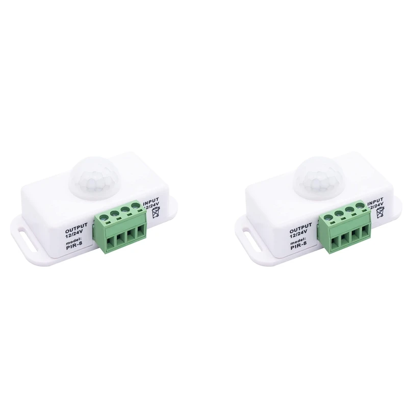 

2X DC 12V 24V PIR датчик движения Функция контроллера светодиодный переключатель корпус инфракрасный переключатель с таймером движения Белый для...