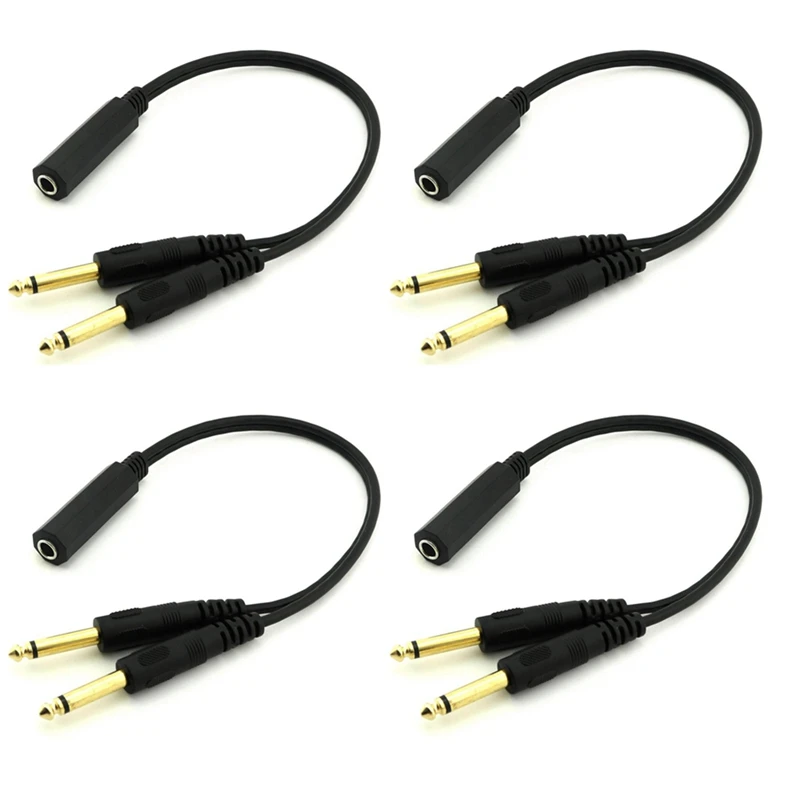 

ABGZ-4Pc 6.35Mm 1/4 Inch Stereo TRS Female To 2 Dual 6.35Mm Mono TS Male Y Splitter Cable