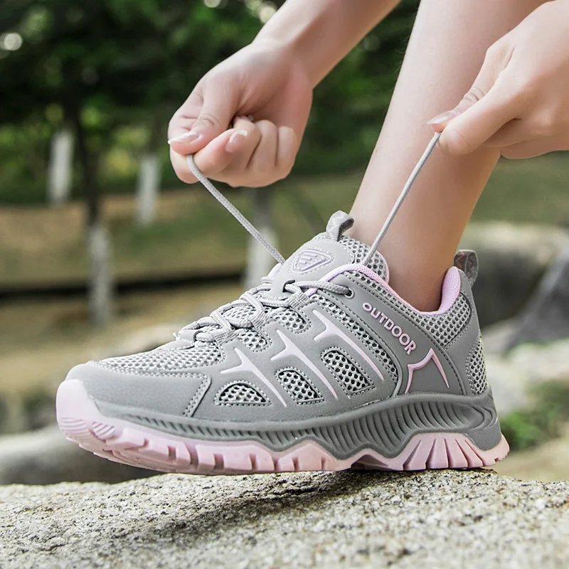 Sneakers Women's Hikking Shoes Lace-up Outdoor Running Sports Shoe for Women Breathable Mesh Casual Walking Trainers Lightweight
