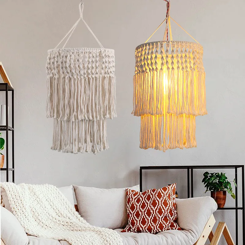 

Macrame ceil lamp hanging hobo handmade lamp cover lamp for home /