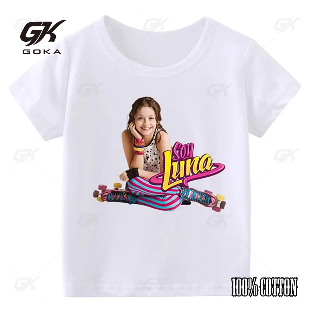Новая детская футболка из чистого хлопка с рисунком Сои Луны забавные розовые