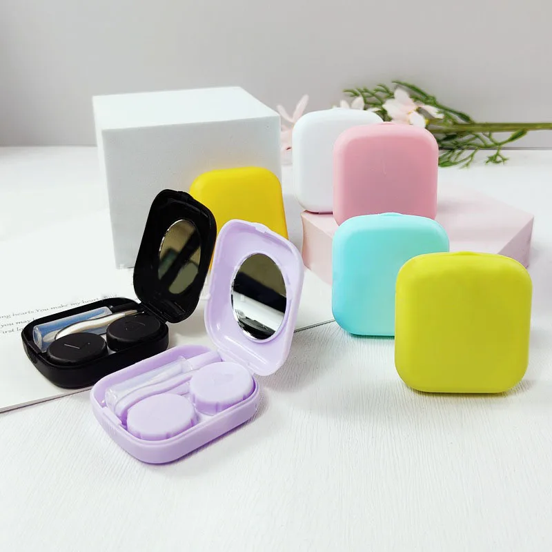 

1pcs Contact Lens Box Holder Portable Small Lovely Travel Solid Colour Eye Contact Lenses Case Container Soak Storage Case Kit