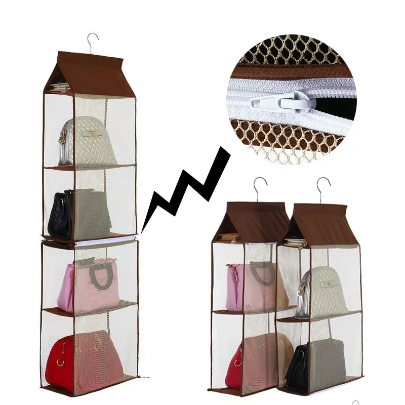 

NEW 4 Pocket Separable Hanging Handbag Storage Organizer Hanging Sundry Shoe Storage Bag for Wardrobe Closet Home Supplies