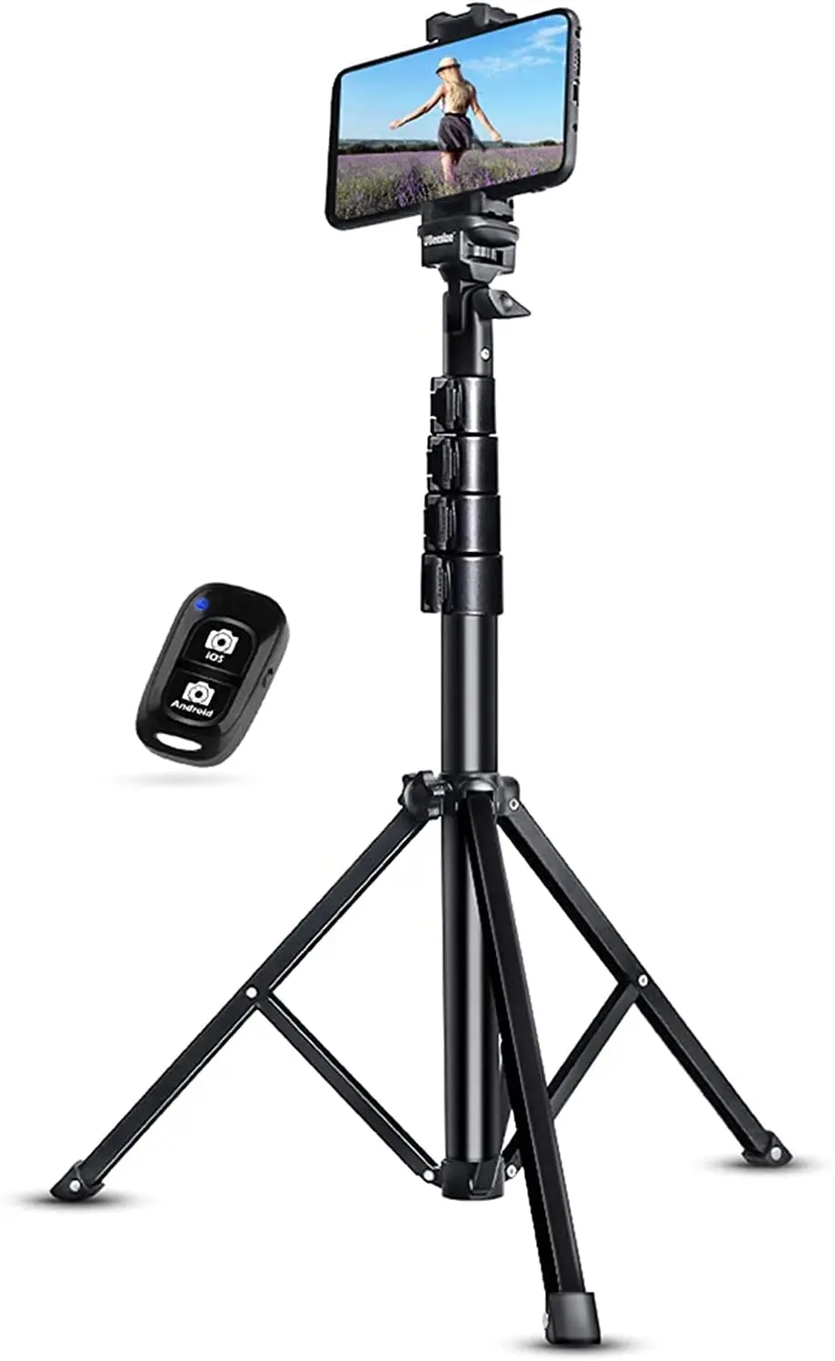 

51" Extendable Tripod Stand with Bluetooth Remote for iPhone Android Phone, Heavy Duty Aluminum, Lightweight