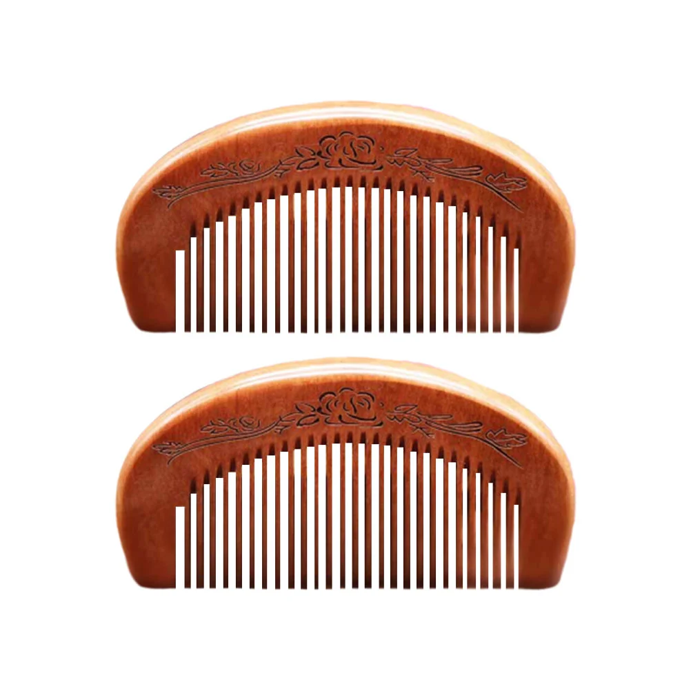 

Lady for Groomer Comb Anti-static Wooden Exquiqite Carving Beautiful 2pcs Hair Comb