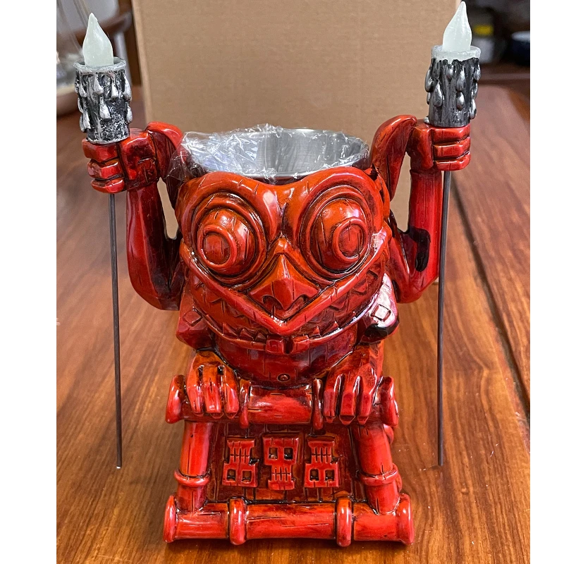 

Retro Tiki Figure Statue Hawaii Totem Outdoor Resin Garden Decoration Torch Luminous Water Cup Tili Sculpture Resin Handicraft