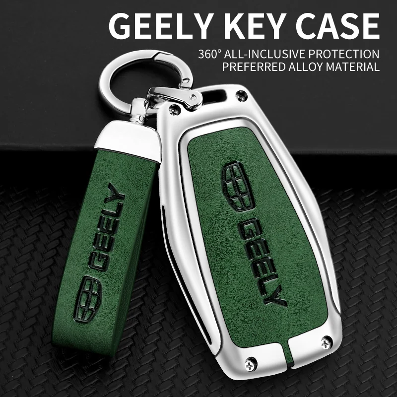 

Aluminum Alloy Leather Car Key Holder Cover Case For Geely Icon Emgrand L S X7 Okavango Preface Type Keychain Auto Accessories