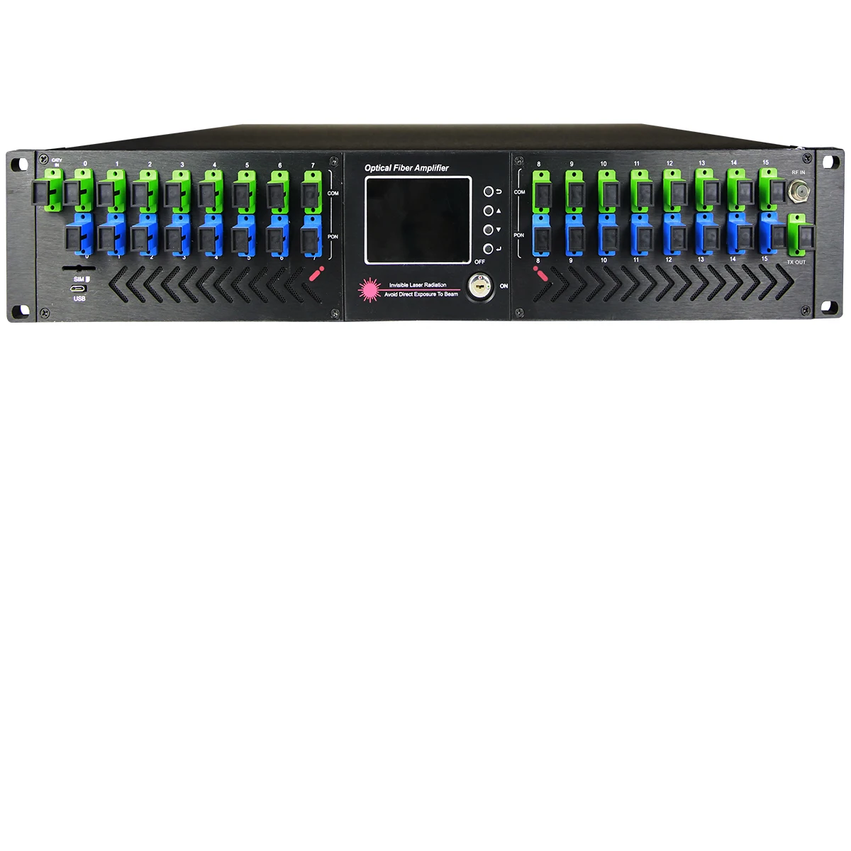 Фото Высокомощный 2U EDFA-усилитель для FTTH, 16 портов, выход 18 дБ, WDM 1550 нм, с эрбиевым дозированным волокном, модель 56EYA2-16*18, для сетей CATV/HFC, 1 год гарантии №3