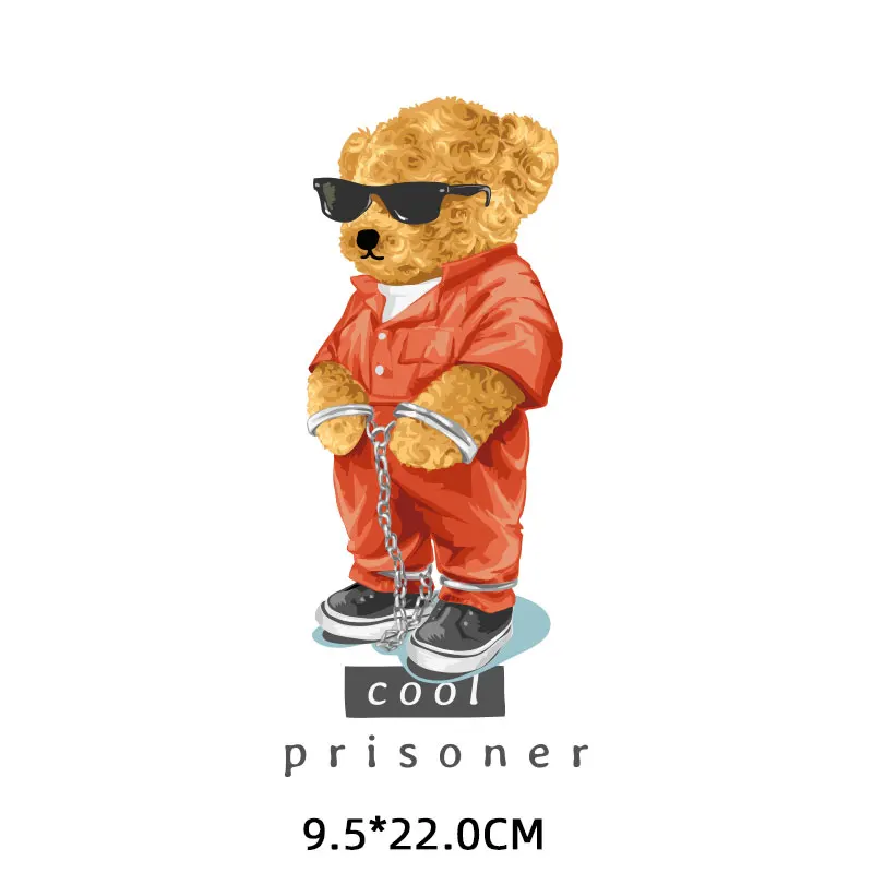Значок Cool Bear 2021 для одежды, курток, нашивок на футболки с животными полосами Themo Стикеры Прикладные знаки на железе.