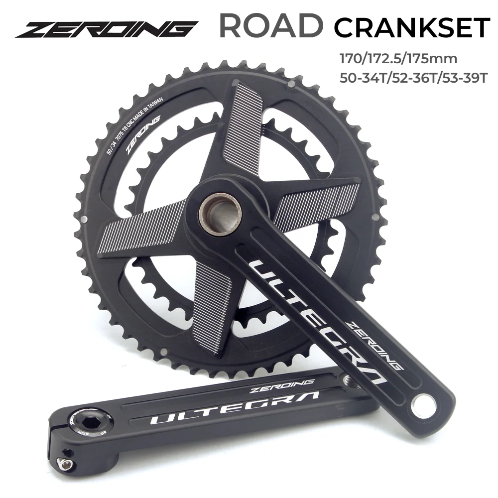 ZEROING Road Bike 2x10 /11/12 Speed Crank Chain Wheel CNC 50-34T 53-39T Double Chainring GXP Road Folding Bicycle Crankset