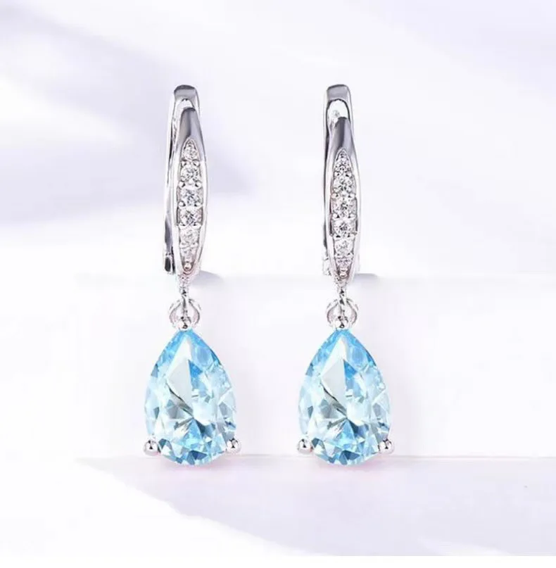 Boucles d'oreilles en forme de goutte d'eau pour femmes, en argent Sterling 925, 5 couleurs, pierres précieuses, bijoux de luxe, cadeau de fiançailles ou de mariage