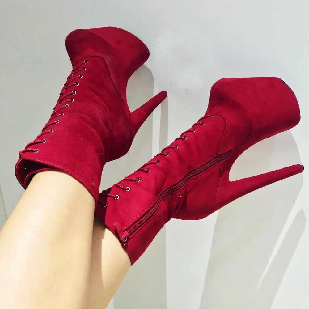 Leecabe Wine Red low Boots Extreme High Heels Devious Shoe Fetish Heels 8 Inch /20cm More Colors Sexy Exotic Pole Dance Booties