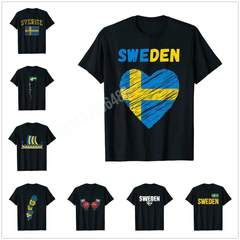 

Men Women T Shirt More Design I Love Sweden Love Sverige Swedish Roots T-Shirt Tops 100% Cotton Tees