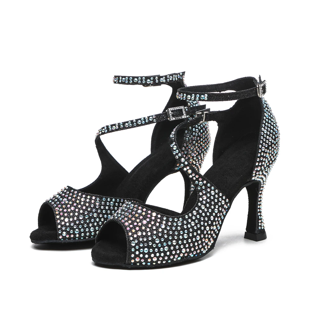 Woman Dance Heels For Dancing Women's Latin Shoes Girls Ballroom Modern Tango Shoes Ladies Salsa Rhinestone Party Wedding Shoes