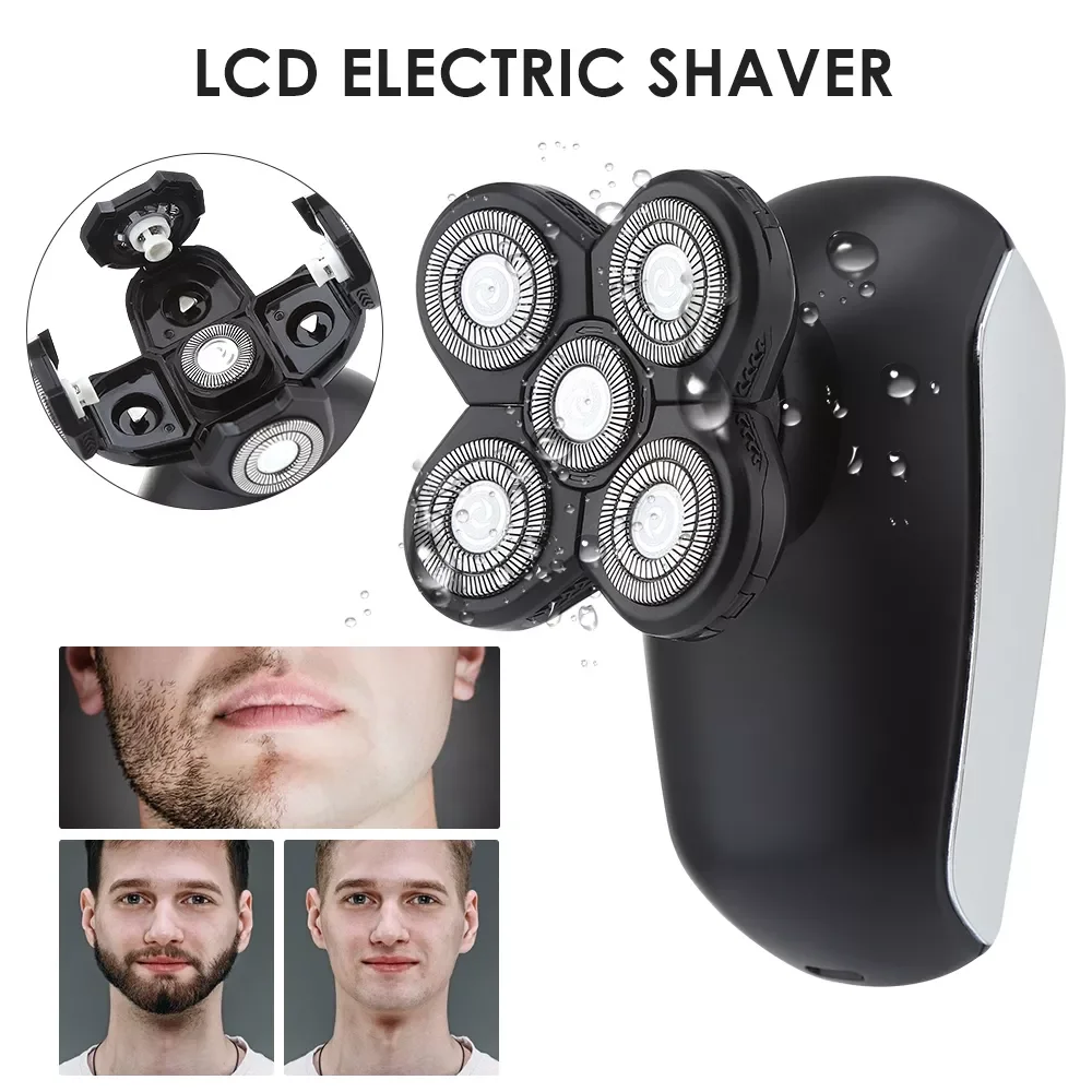 

NEW2023 Shavers Beard Trimmer for Men Barber Clipper 5 Floating Heads Blade Rechargeable Hair Cutters Facial Epilato
