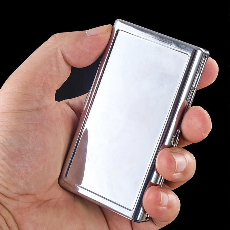Long Metal Men's Cigarette Box Case Ultra-thin Cigarettes Cigar Holder Box Storage Case Container with Clip