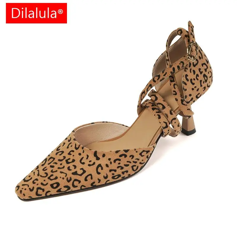 

Dilalula сексуальные женские сандалии с ремешком на щиколотке из натуральной кожи, модные тонкие высокие каблуки, женские офисные туфли-лодочки, женская летняя обувь