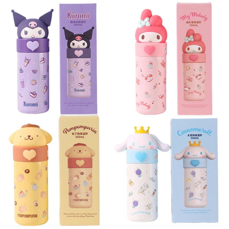 

350ML Sanrios Cinnamoroll My Melody Kuromi Purin Dog Cartoon Doll Anime Cute 316 Stainless Steel Portable Thermos Cup Water Cups