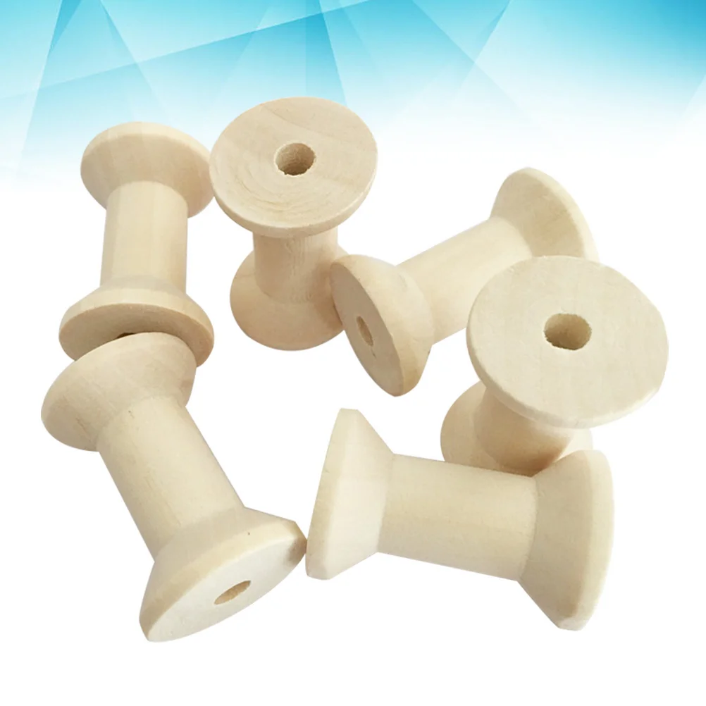 

Spools Wooden Thread Spool Empty Wire Roller Holder Coils Wood Yarn Bobbins Embroidery Bobbin