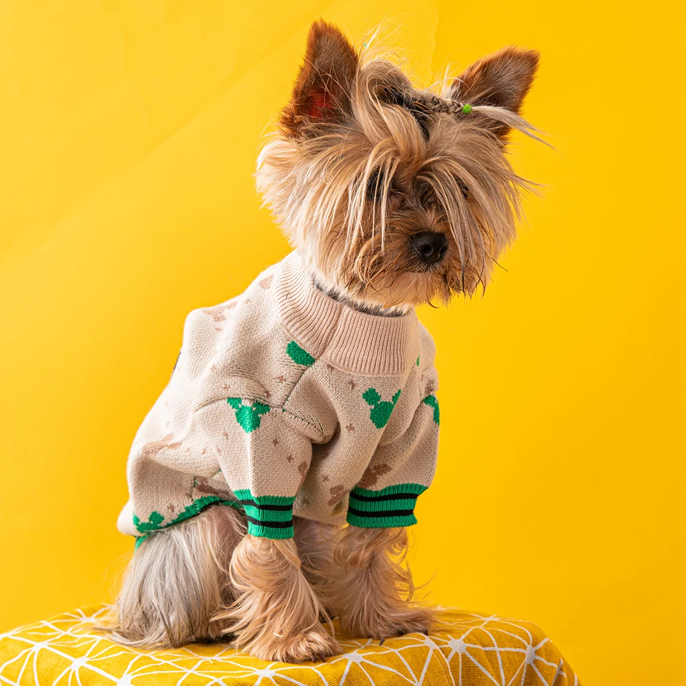 Disney moda cachorro camisola bonito mickey mouse padrão malha pulôver 2 cores opcionais outono e inverno roupas para cães dashund cão