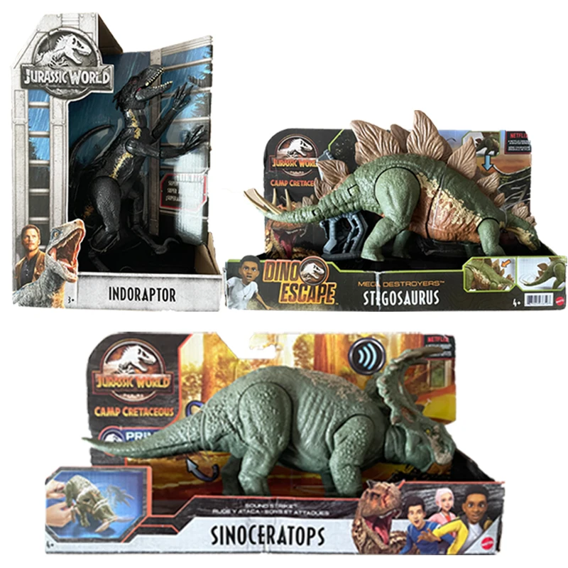 Original Jurassic World INDORAPTOR and Sound Strike Sinoceratops and Destroyers Stegosaurus Children's Gift Dinosaur Toy