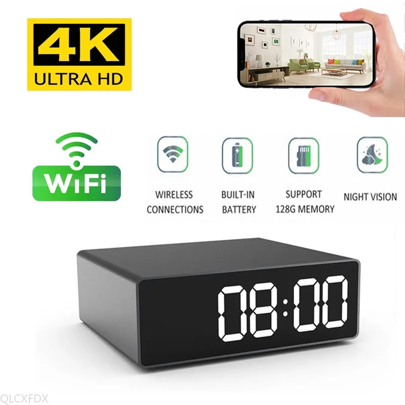 

Мини-камера видеонаблюдения, 4K Hd, Wi-Fi, клок, IP/P2P