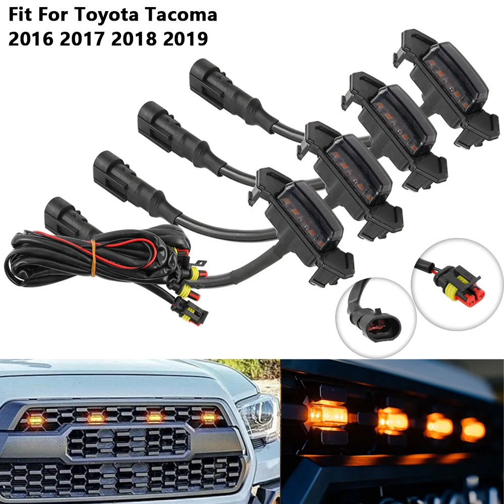 

Для Tacoma TRD PRO 2016-2019 Raptor Style передняя решетка светодиодные фонари 4 шт. комплект крышки гриля решетка сетчатые лампы решетка абажур