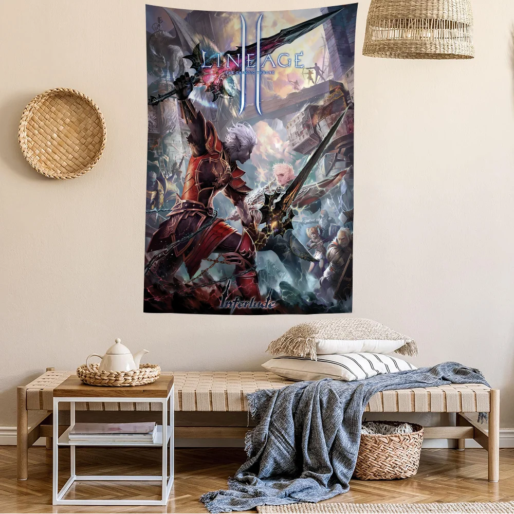 Lineage 2 DIY Настенный гобелен Искусство Научная фантастика Комната Домашний декор