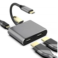 1pc 4k type c to dual hdmi compatible usb 3 0 pd converter 4 in 1 usb c dock station hub usb adapter cable for phone macbook