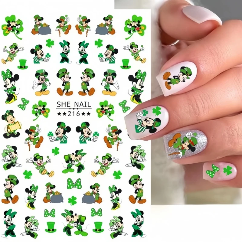 1PCS Disney Nail Stickers Cartoon Mickey For Nails Anime Minnie Princess Series Lion King Mary Cat Art Decoration