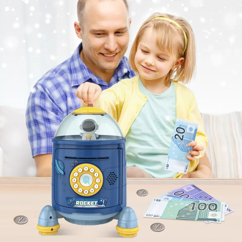 

Детская копилка Rocket, Электронная Копилка с паролем, банковский ящик для денег, игрушки для монет, депозит, наличные деньги, сейф, детский подарок, украшение для дома