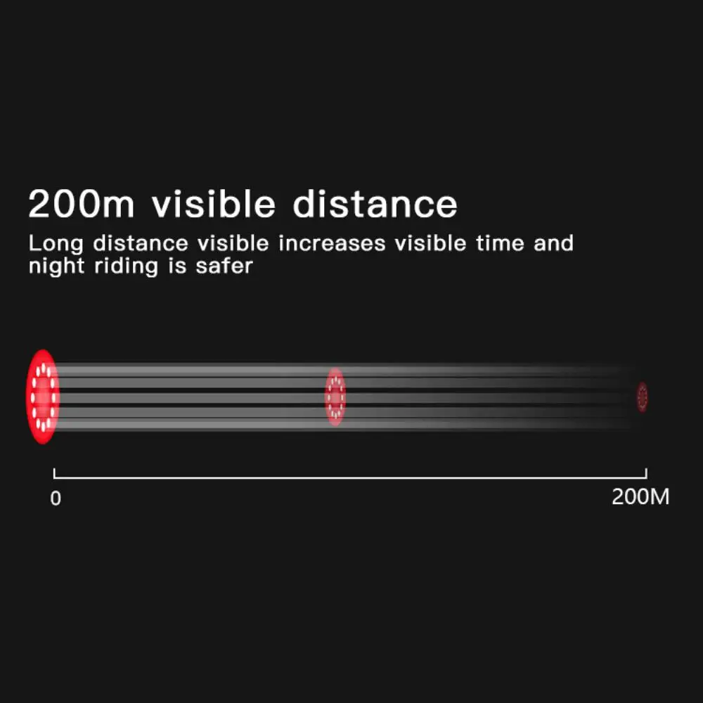 

2020 New Creative Waterproof Outdoor Endless Runway Cycling Taillight 200 Meters Safety Warning Light Cycling Parts