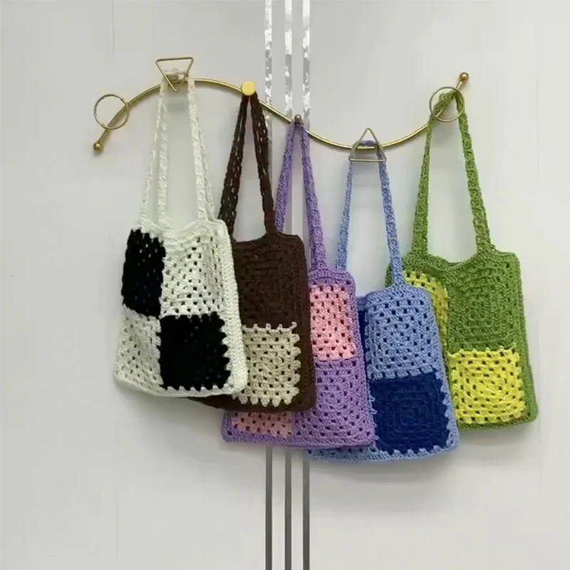 

2022 Hand Woven Square Handbags for Women Matching Lady Shoulder Bag Small Girls Purses Cassual Female Top Handle Bags New Tote