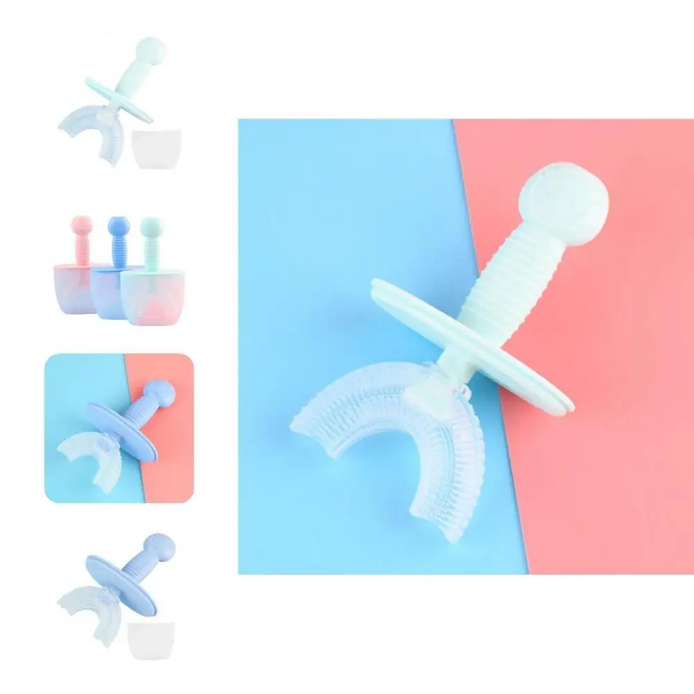 

Silicone 1 Set Practical Unisex Teeth Toddler Toothbrush 2 Sizes Children Toothbrush Labor-saving for Bathroom
