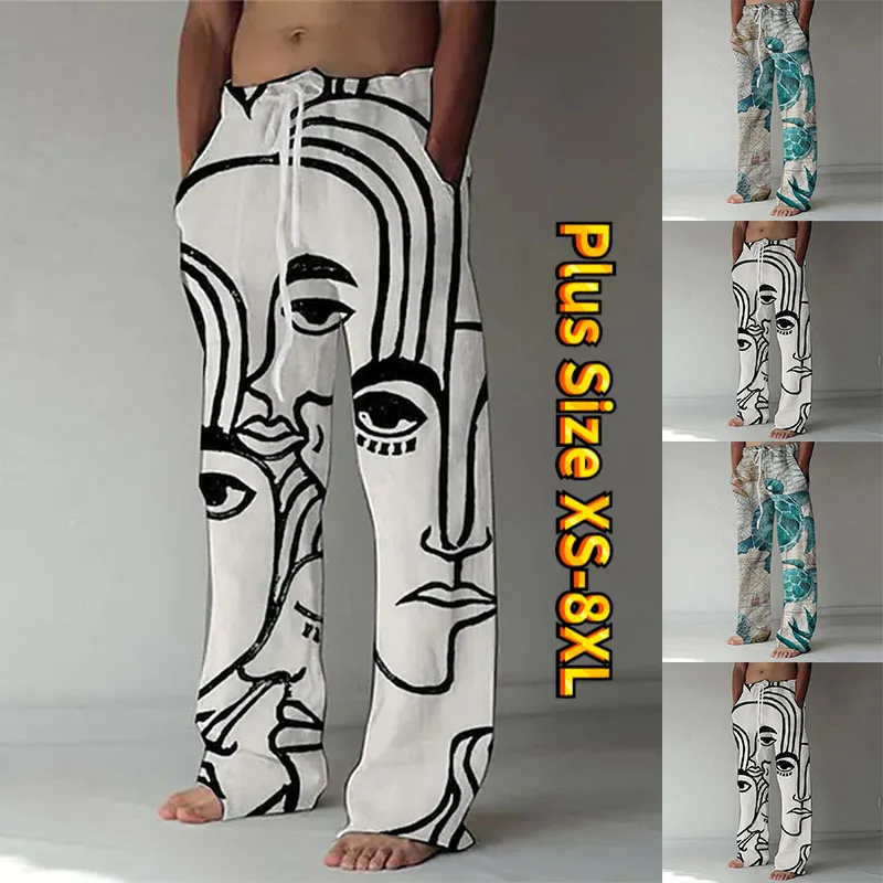 

Abstract Simple Printed Pattern Men Straight Slacks Outside Ride Daily Street Style XS-8XL
