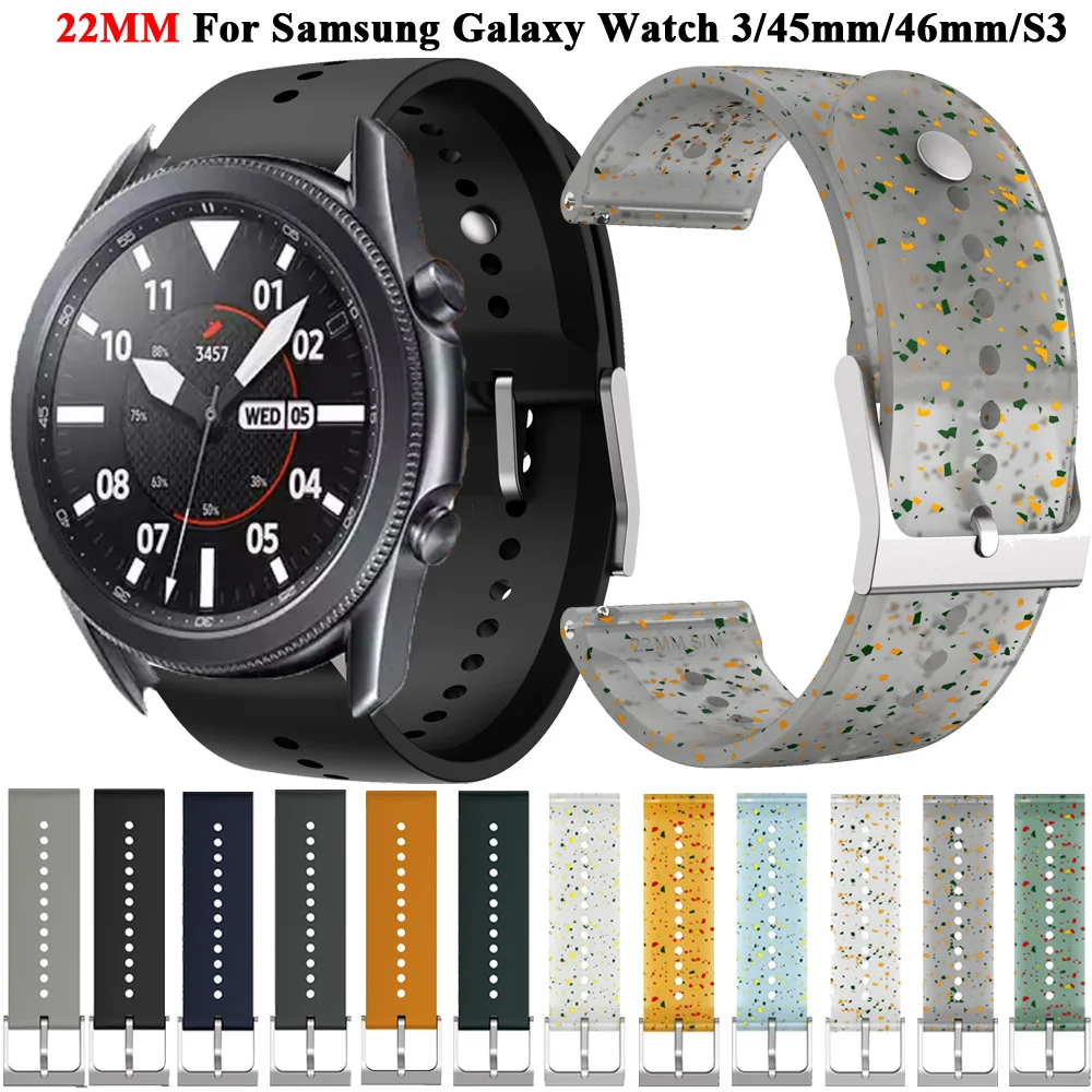 

22mmTransparent Silicone Strap For Samsung Galaxy Watch 3 45/46mm Gear S3 Smart Bracelet Watchband Huawei GT2/3 46mm Accessorie