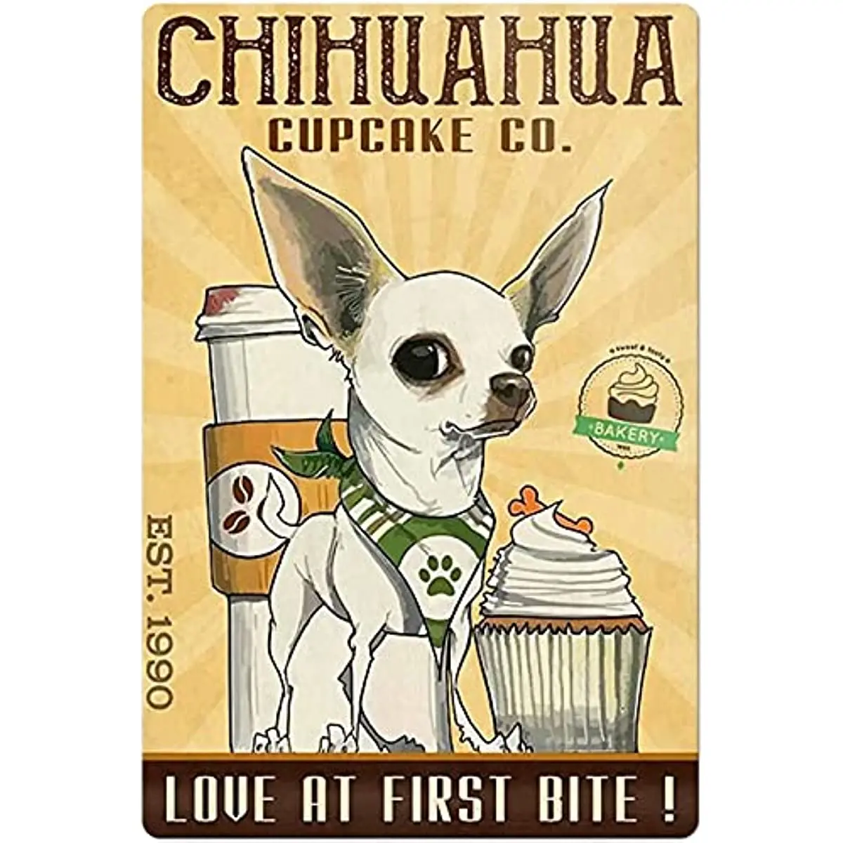 

Постер Чихуахуа кекс Ко, металлический жестяной знак Любовь при первой поклевке, алюминиевая забавная ванная комната, винтажный декор, деко...