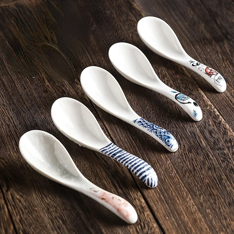 

Japanese Ceramic Rice Soup Spoon Personalized Household Restaurant Kitchen Portable Small Spoons Commercial Dinnerware