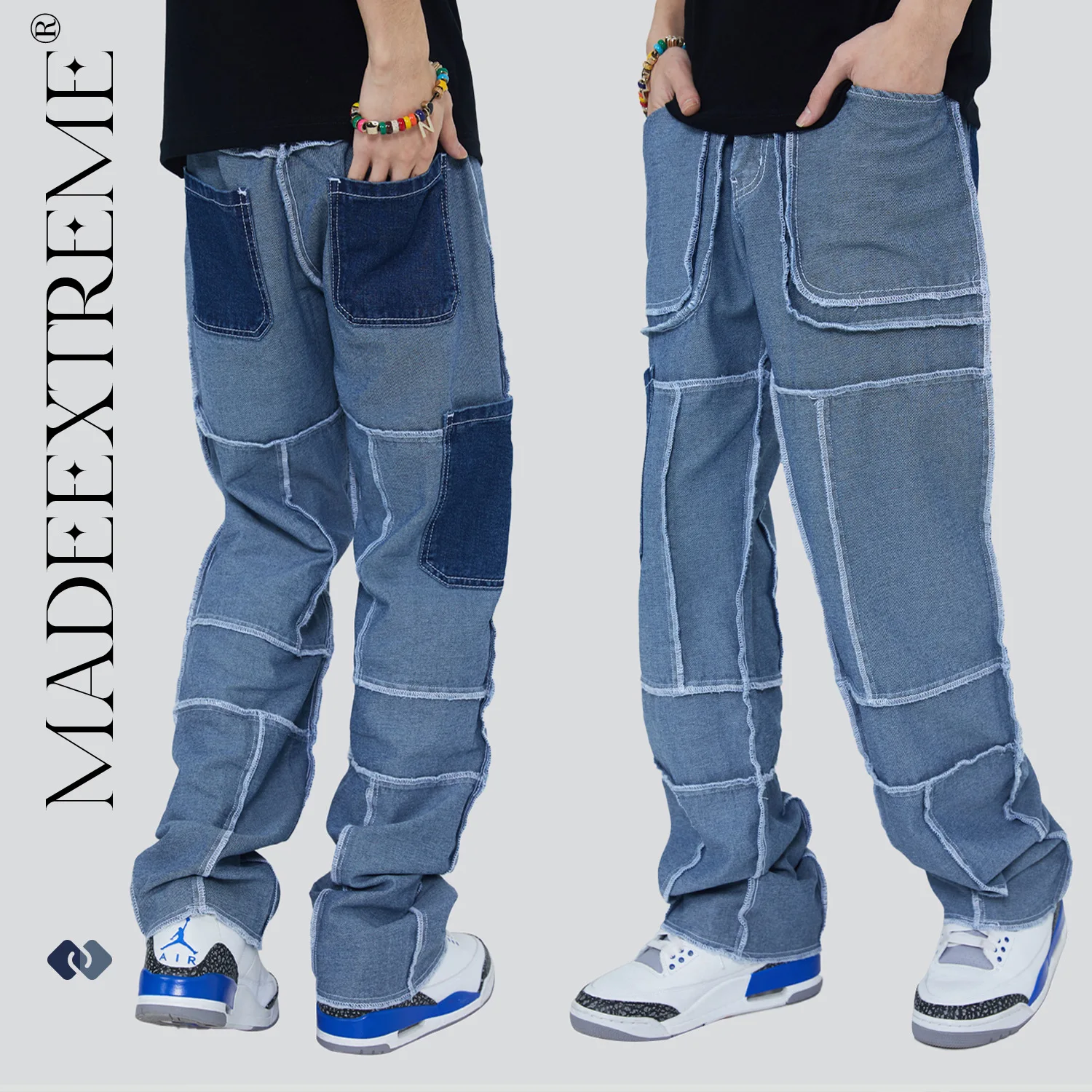

MADE EXTREME Vintage creative jeans men and women 2022 distressed jeans hip hop denim jeans baggy jeans boyfriend jeans