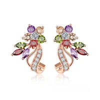 womens luxury monalisa multicolor flower stud earrings shiny crystal zircon stone vintage female wedding earring jewelry gift