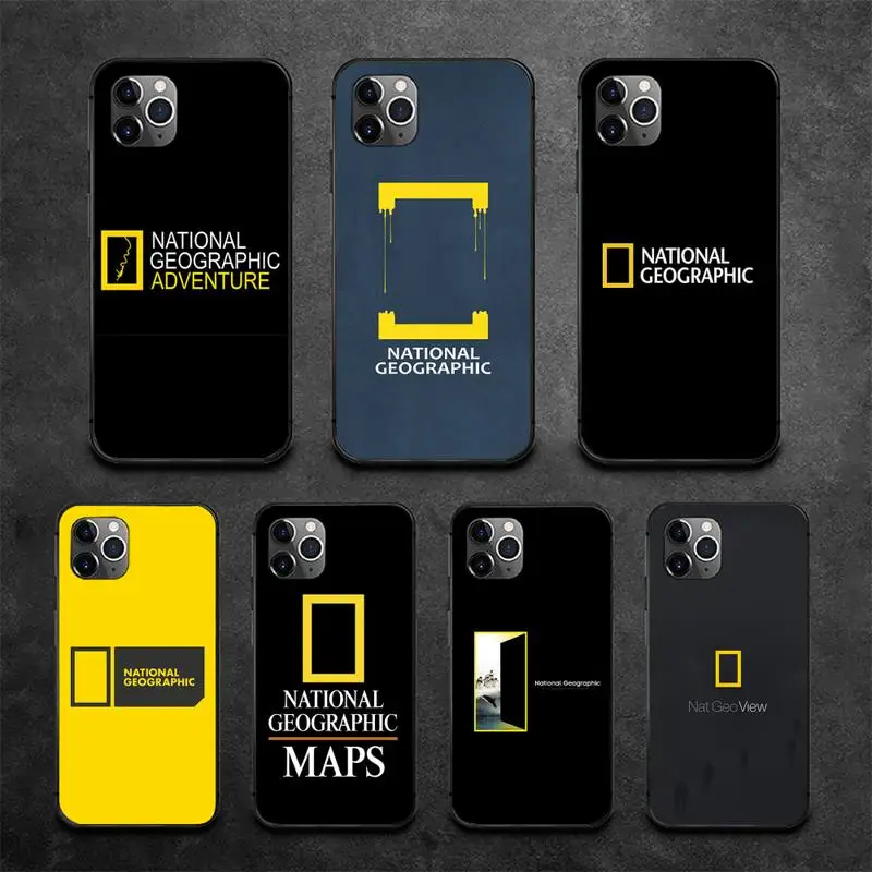 

N-National Geographics Logo Phone Case For iPhone 13 12 11 Pro Max 11 XR XS Max X 8 7 6 5 SE 2020 Fundas Cover