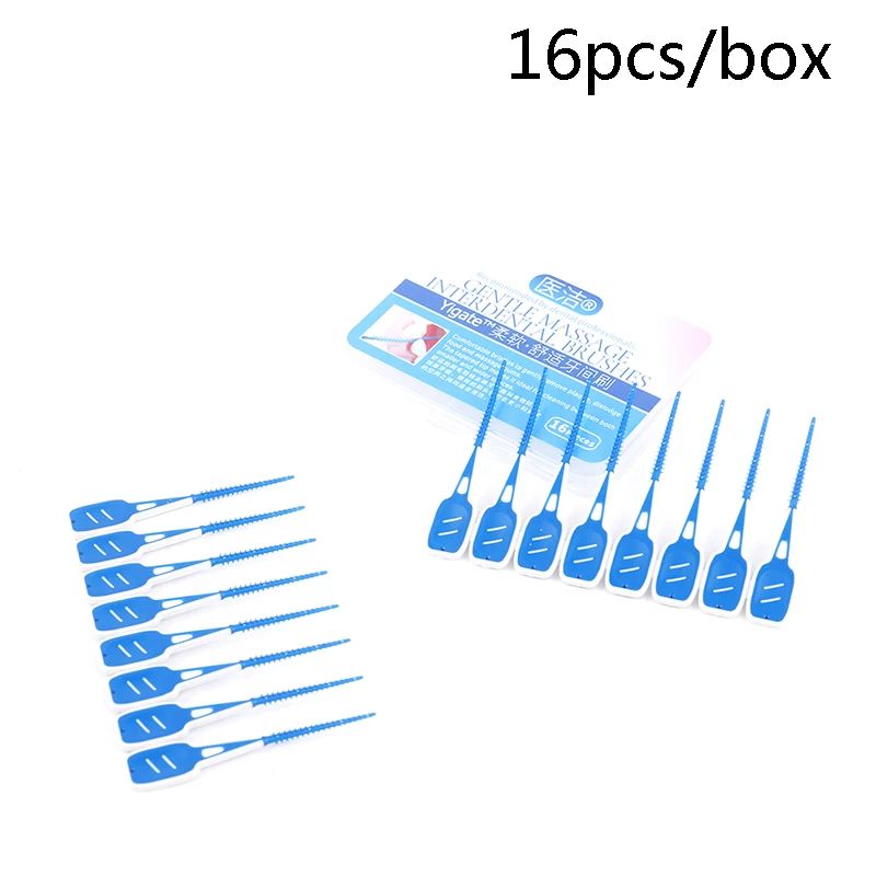 

16Pcs/box Soft Silicone Interdental Brushing Cleaning Floss Adult Toothbrush Toothpick For Oral Care Gum And Teeth Cleaning