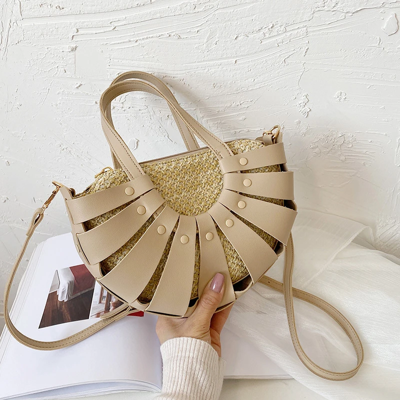 

Женская летняя полукруглая плетеная Сумка через плечо