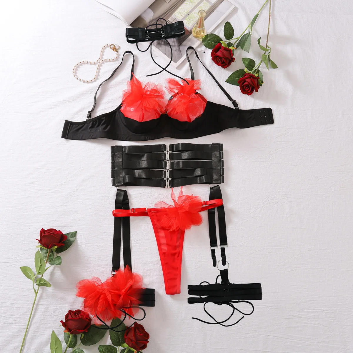 Нижнее белье Ellolace Fantasy ультра сексуальный комплект Onlyfans FloralLove Bilizna нижнего белья