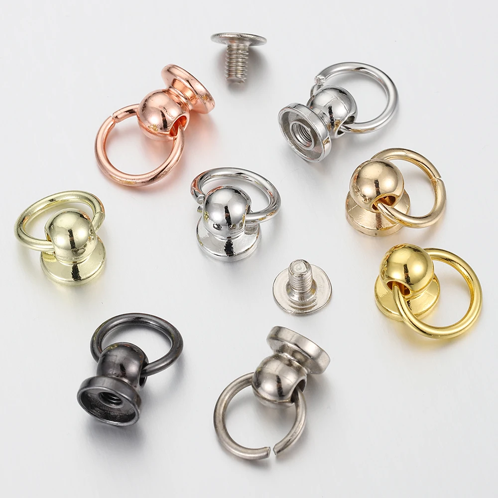 

20set Metal Button DIY Phone Chains Connector Round Head Stud with Ring Screwback Chicago Screw Rivet Buckle Accessories